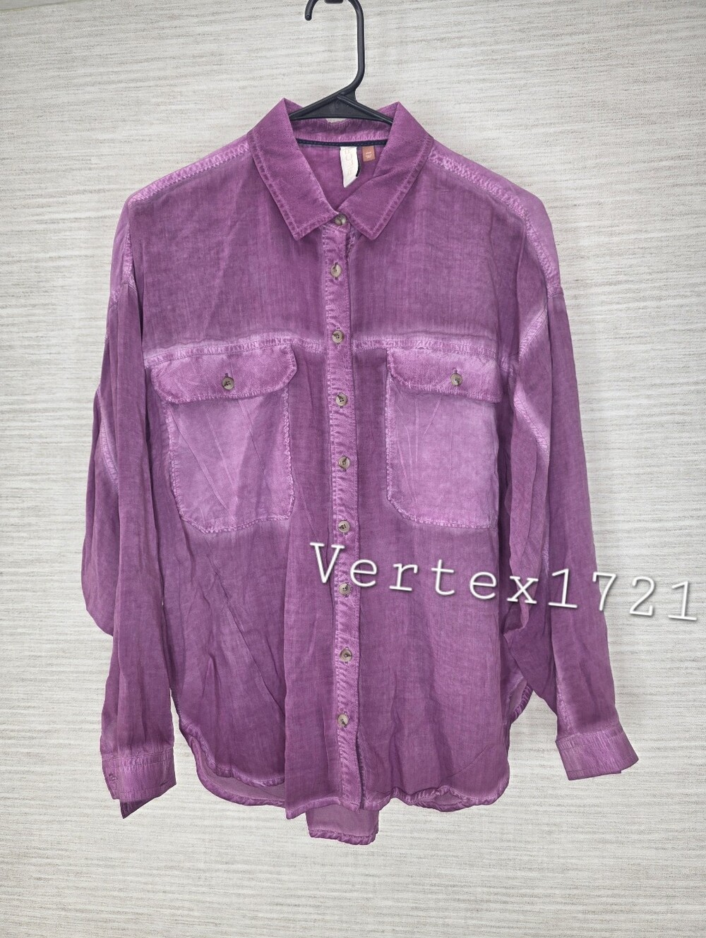 Pilcro Women’s Small Fuchsia Relaxed Fit Long Sleeve Button Up Shirt